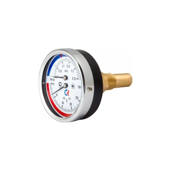 Термоманометр ТМТБ-31T с задним подключением., 1/2", 0-150 °С, кл. точн. 2,5, 10 бар. Росма, Резьба присоединения: 1/2", Диаметр корпуса,мм: 80, Диапазон измерений,бар: 10, Диапазон измерений, °С: 0-150 