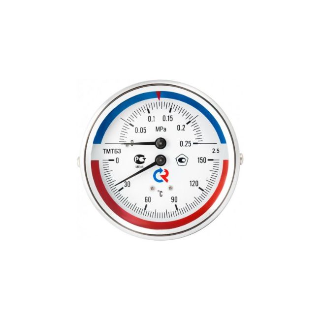 Термоманометр ТМТБ-31T с задним подключением., 1/2", 0-150 °С, кл. точн. 2,5, 6 бар. Росма, Резьба присоединения: 1/2", Диаметр корпуса,мм: 80, Диапазон измерений,бар: 6, Диапазон измерений, °С: 0-150 ,фото 3