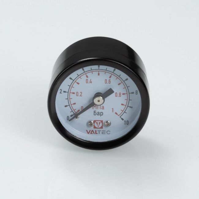Манометр-индикатор с осевым подключением; 40мм; 0…10 бар; 1/8", Valtec, Резьба присоединения: 1/8", Диаметр корпуса,мм: 40, Диапазон измерений,бар: 0-10 