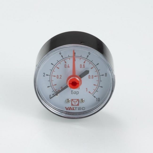 Манометр-индикатор с осевым подключением; 50мм; 0…6 бар; 1/4", Valtec, Резьба присоединения: 1/4", Диаметр корпуса,мм: 50, Диапазон измерений,бар: 0-6 