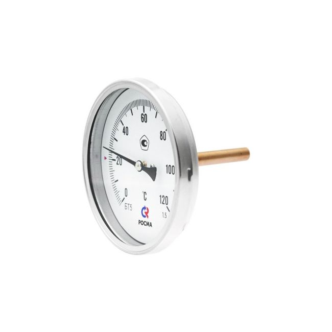 Термометр БT-51 с задним подключением., 1/2", 0-120 °С, кл. точн. 1,5, Росма, Резьба присоединения: 1/2", Диаметр корпуса,мм: 100, Диапазон измерений, °С: 0-120 