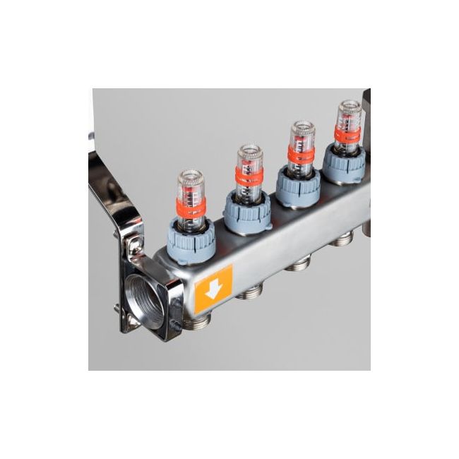 Коллекторный блок из нержавеющей стали с регулирующими клапанами и расходомерами 1"х2 вых. евроконус 3/4".VTc.579.EMNX Valtec, Количество выходов: 2 ,фото 5