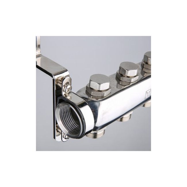 Коллекторный блок из нержавеющей стали с регулирующими и балансировочными клапанами 1"х10 вых. евроконус 3/4". VTc.588.EMNX Valtec, Количество выходов: 10 ,фото 5