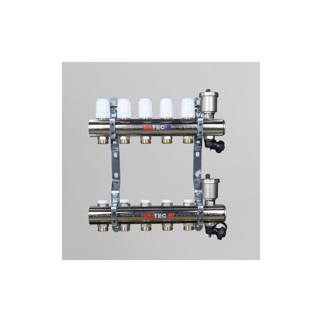 Коллекторный блок латунный c регулирующими и балансировочными клапанами 1"х4 вых. евроконус 3/4". VTc.594.EMNX Valtec, Количество выходов: 4 ,фото 2