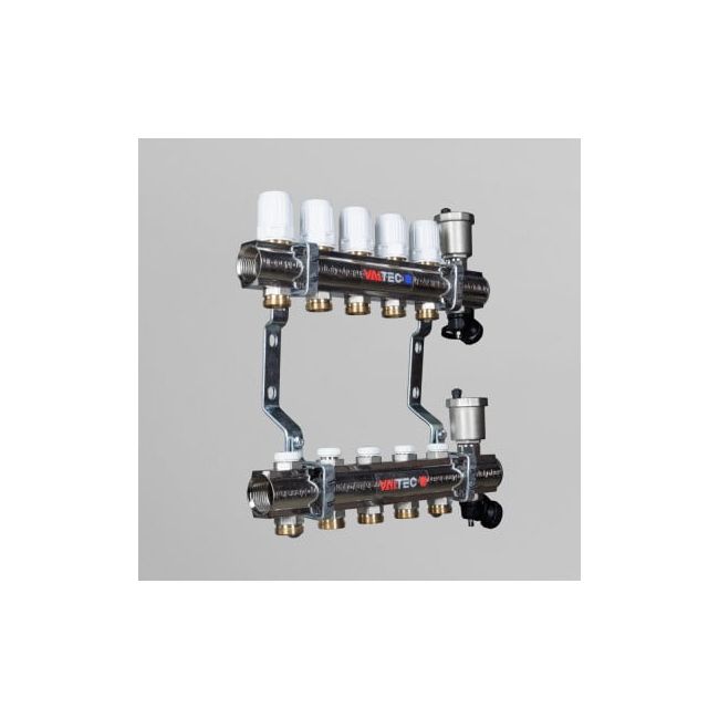 Коллекторный блок латунный c регулирующими и балансировочными клапанами 1"х3 вых. евроконус 3/4". VTc.594.EMNX Valtec, Количество выходов: 3 ,фото 3