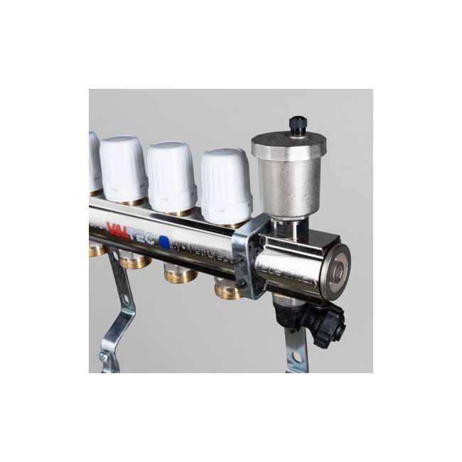 Коллекторный блок латунный c регулирующими и балансировочными клапанами 1"х9 вых. евроконус 3/4". VTc.594.EMNX Valtec, Количество выходов: 9 ,фото 6