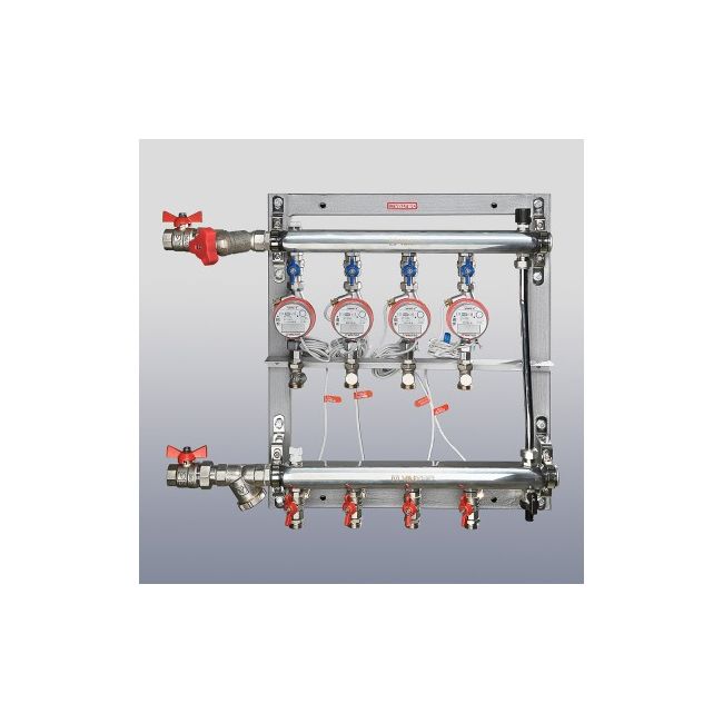 Узел этажный покварт-го учета, с переп-ым клапаном, ввод СЛЕВА 3/4", кол-во вых 3 Valtec VT.GPR.05S04.L3, Размер изделия: 3/4, Количество выходов: 3 ,фото 2