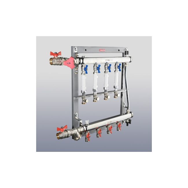 Узел этажный покварт-го учета, с переп-ым клапаном, ввод СЛЕВА 3/4", кол-во вых 5 Valtec VT.GPR.05S04.L5, Размер изделия: 3/4, Количество выходов: 5 ,фото 4