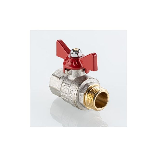 Кран шаровой BASE-ГОСТ полнопроходной с рукояткой-бабочкой вн.-нар. DN15 PN40 1/2", Размер крана: 1/2" 