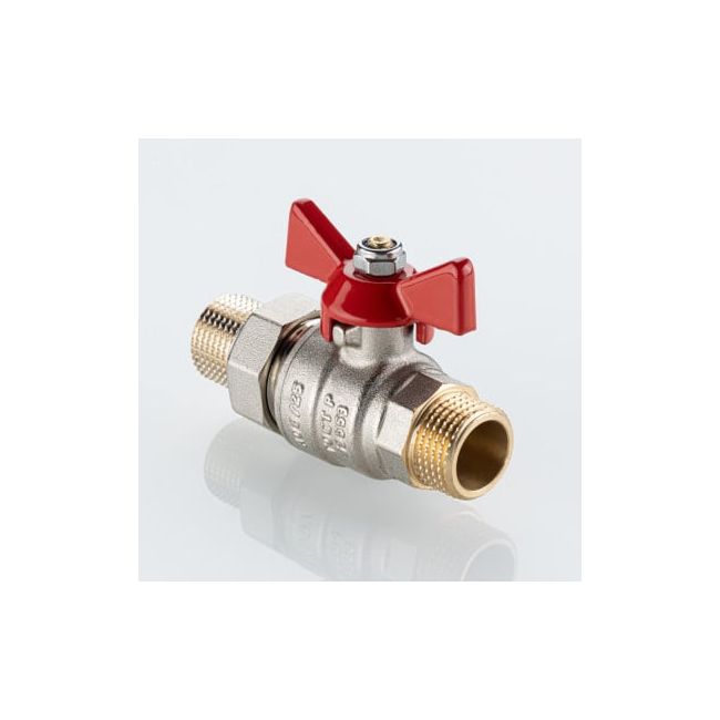 Кран шаровой BASE-ГОСТ со сгоном с рукояткой-бабочкой нар.-нар. DN20, PN40, 3/4", Размер крана: 3/4" 