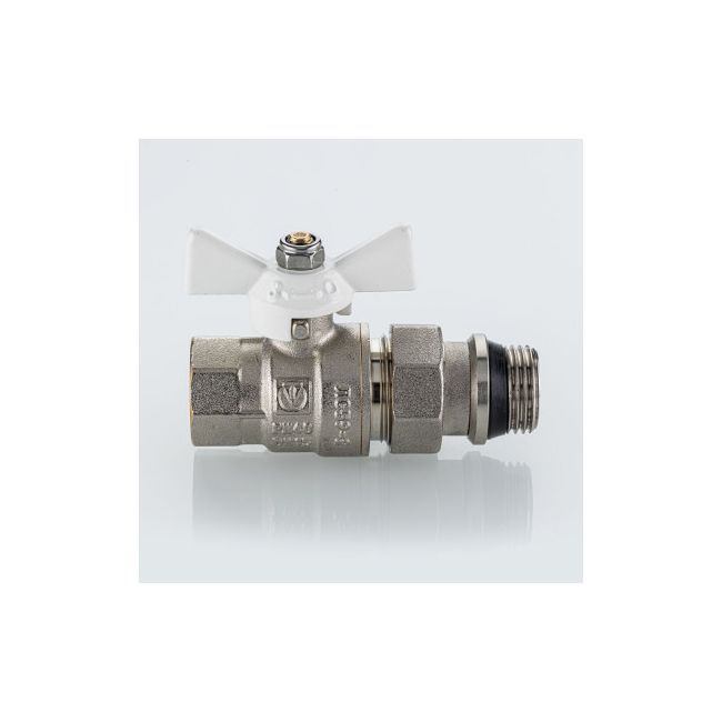 Кран шаровой BASE-ГОСТ со сгоном и штуцером с белой рукояткой-бабочкой вн.-нар. DN20, PN40, 3/4" ,фото 3