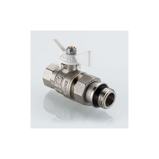 Кран шаровой BASE-ГОСТ со сгоном и штуцером с белой рукояткой-бабочкой вн.-нар. DN20, PN40, 3/4" ,фото 4