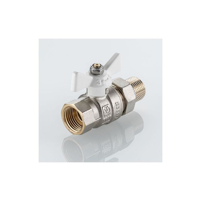 Кран шаровой BASE-ГОСТ со сгоном с белой рукояткой-бабочкой вн.-нар. DN15, PN40, 1/2", Размер крана: 1/2" ,фото 2