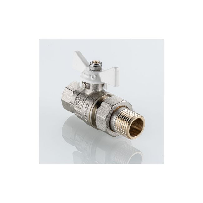 Кран шаровой BASE-ГОСТ со сгоном с белой рукояткой-бабочкой вн.-нар. DN15, PN40, 1/2", Размер крана: 1/2" ,фото 4