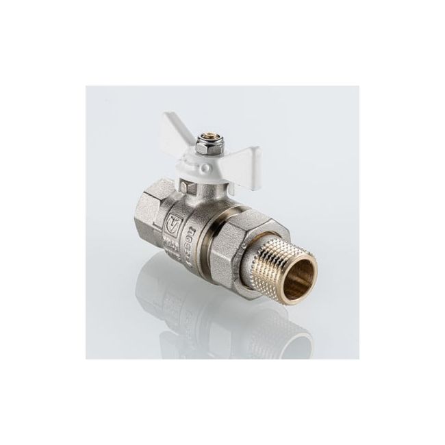 Кран шаровой BASE-ГОСТ со сгоном с белой рукояткой-бабочкой вн.-нар. DN20, PN40, 3/4", Размер крана: 3/4" ,фото 4