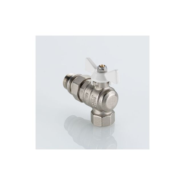 Кран шаровой BASE-ГОСТ угловой со сгоном и штуцером с белой рукояткой-бабочкой вн.-нар. DN15, PN40, 1/2", Размер крана: 1/2" ,фото 4