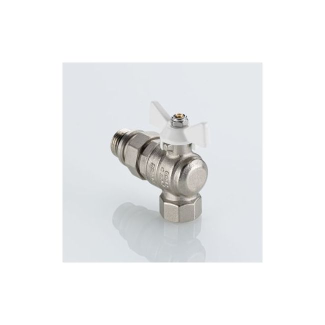 Кран шаровой BASE-ГОСТ угловой со сгоном и штуцером с белой рукояткой-бабочкой вн.-нар. DN20, PN40, 3/4", Размер крана: 3/4" ,фото 4