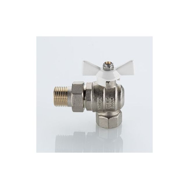 Кран шаровой BASE-ГОСТ угловой со сгоном с белой рукояткой-бабочкой вн.-нар. DN20, PN40, 3/4", Размер крана: 3/4" ,фото 3