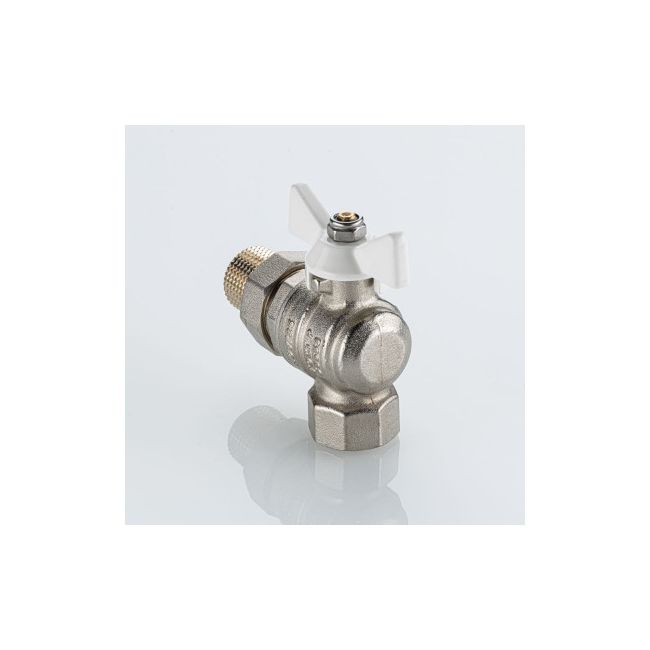 Кран шаровой BASE-ГОСТ угловой со сгоном с белой рукояткой-бабочкой вн.-нар. DN15, PN40, 1/2", Размер крана: 1/2" ,фото 4