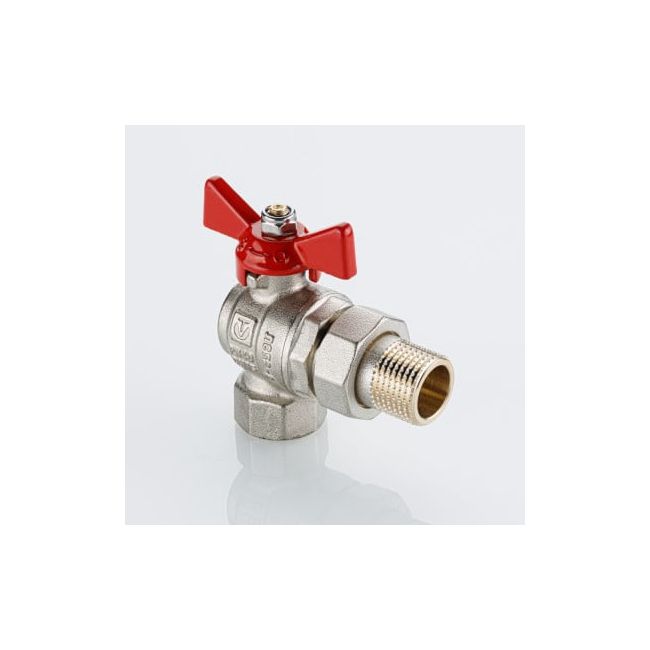 Кран шаровой BASE-ГОСТ угловой со сгоном с рукояткой-бабочкой вн.-нар. DN20, PN40, 3/4", Размер крана: 3/4" 