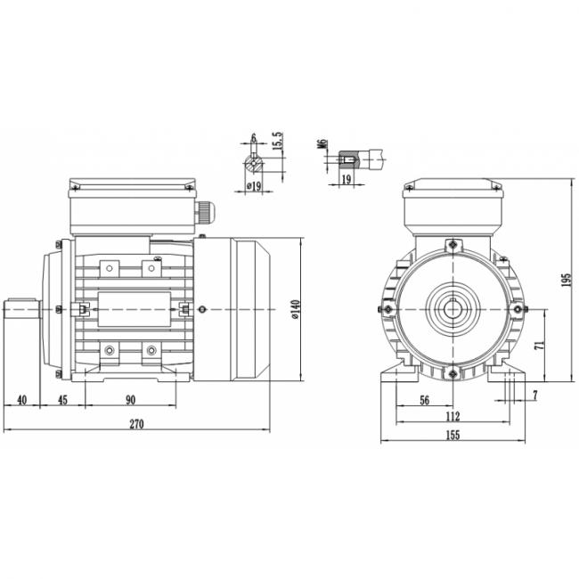 Электродвигатель АИРЕ 71B4 IM1081 (0,55 кВт/1500 об/мин) ,фото 3