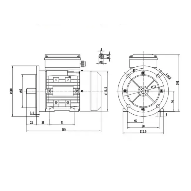 Электродвигатель АИРЕ 56C2 IM2081 (0,25 кВт/3000 об/мин) ,фото 3