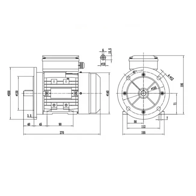 Электродвигатель АИРЕ 71B4 IM2081 (0,55 кВт/1500 об/мин) ,фото 3