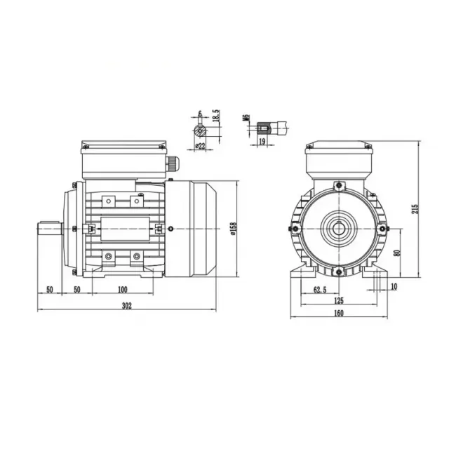 Электродвигатель АИРЕ 80C2 IM1081 (2,2 кВт/3000 об/мин) ,фото 3