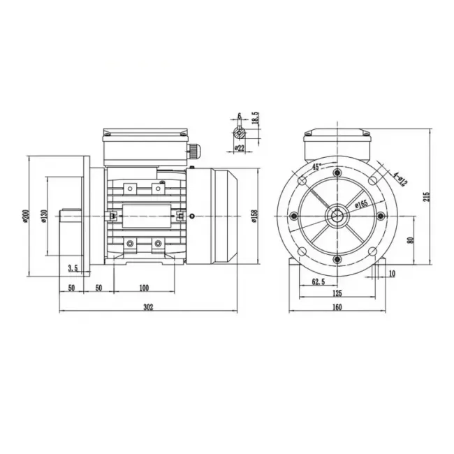 Электродвигатель АИРЕ 80B4 IM2081 (1,1 кВт/1500 об/мин) ,фото 3