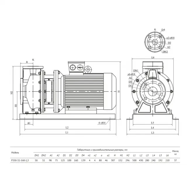 Насос FS50-32-160-1.5 центробежный горизонтальный одноступенчатый ,фото 7