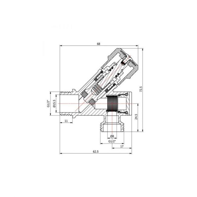 Кран вентильный угловой 1/2"×3/4" нар. хром с фильтром для стиральной машины AV Engineering ,фото 2